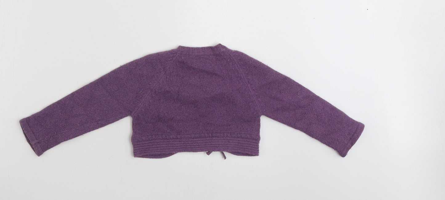 NEXT Girls Purple V-Neck  Wool Shrug Jumper Size 3 Years