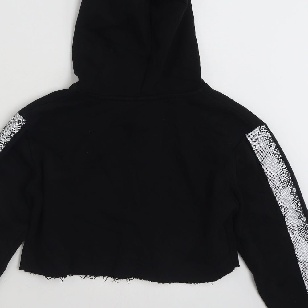 Matalan Girls Black Animal Print Cotton Full Zip Hoodie Size 12 Years  Zip - Forever