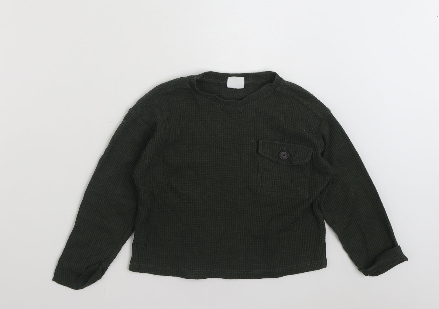 Zara Girls Green  Polyester Pullover Sweatshirt Size 6 Years  Pullover - Cropped