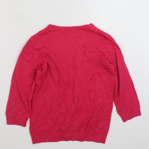 Marks and Spencer Womens Pink V-Neck  Viscose Pullover Jumper Size 12
