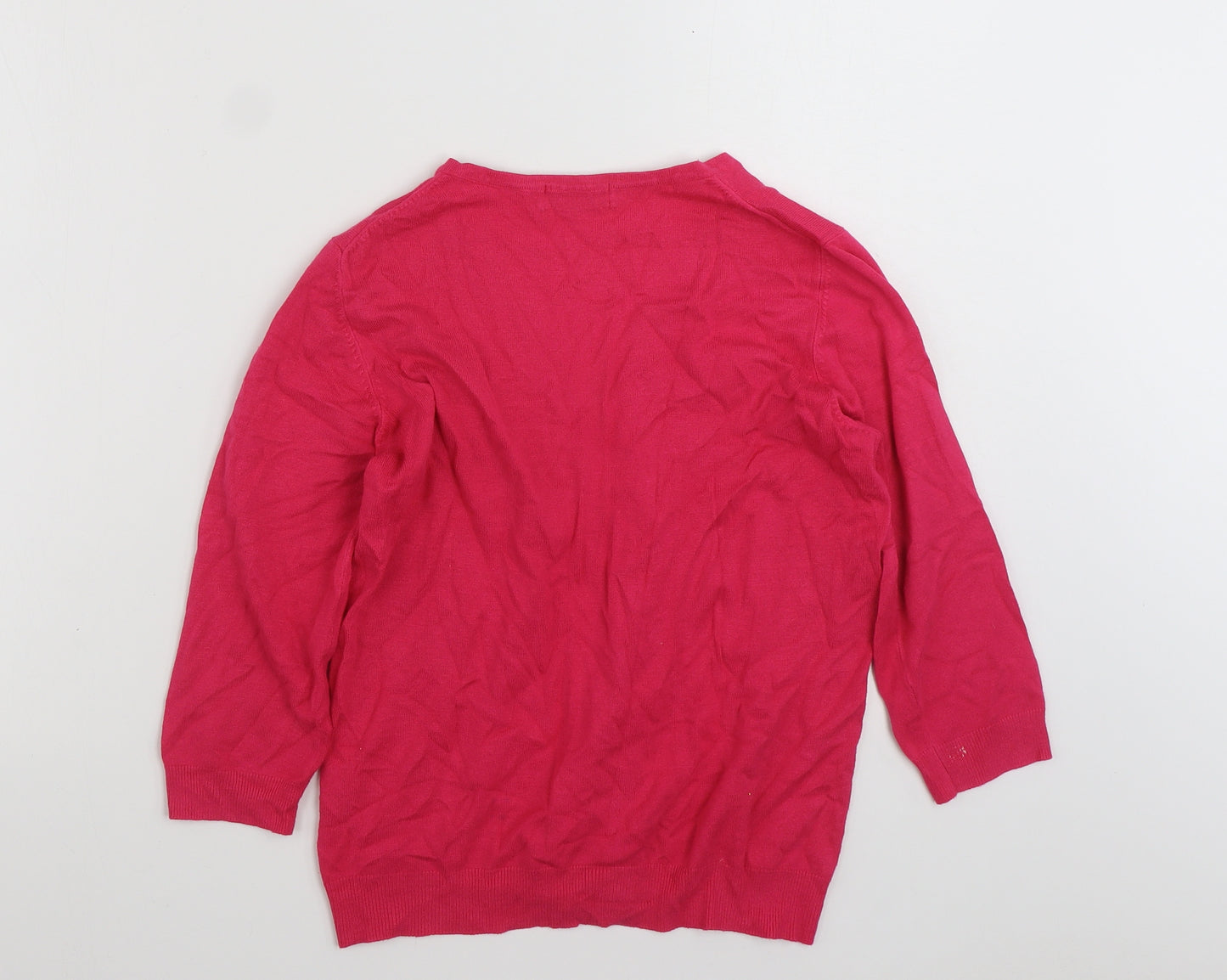 Marks and Spencer Womens Pink V-Neck  Viscose Pullover Jumper Size 12