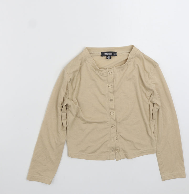 Missguided Womens Beige Polyester Cardigan Sweatshirt Size 10 Button