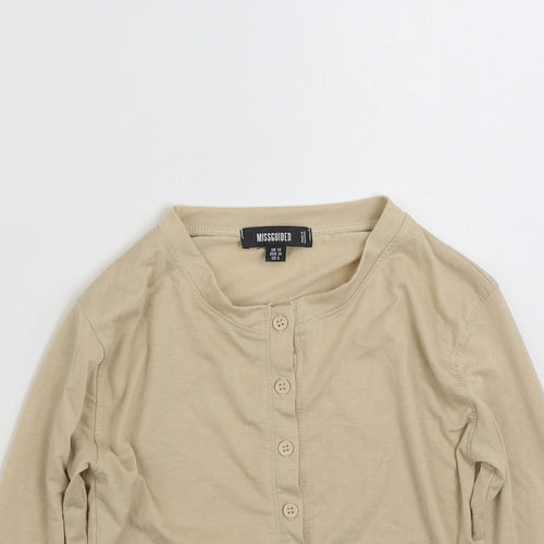 Missguided Womens Beige  Polyester Cardigan Sweatshirt Size 10  Button