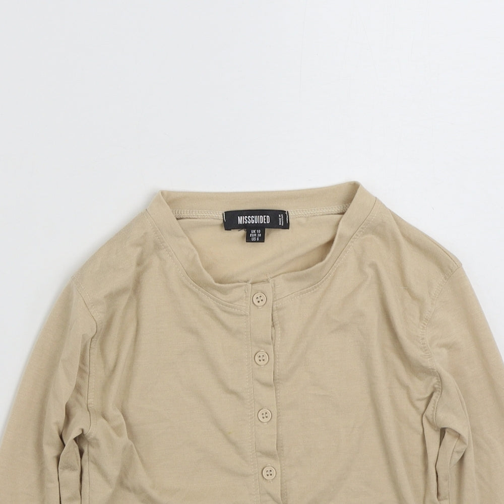 Missguided Womens Beige  Polyester Cardigan Sweatshirt Size 10  Button