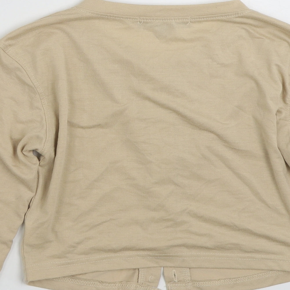 Missguided Womens Beige  Polyester Cardigan Sweatshirt Size 10  Button