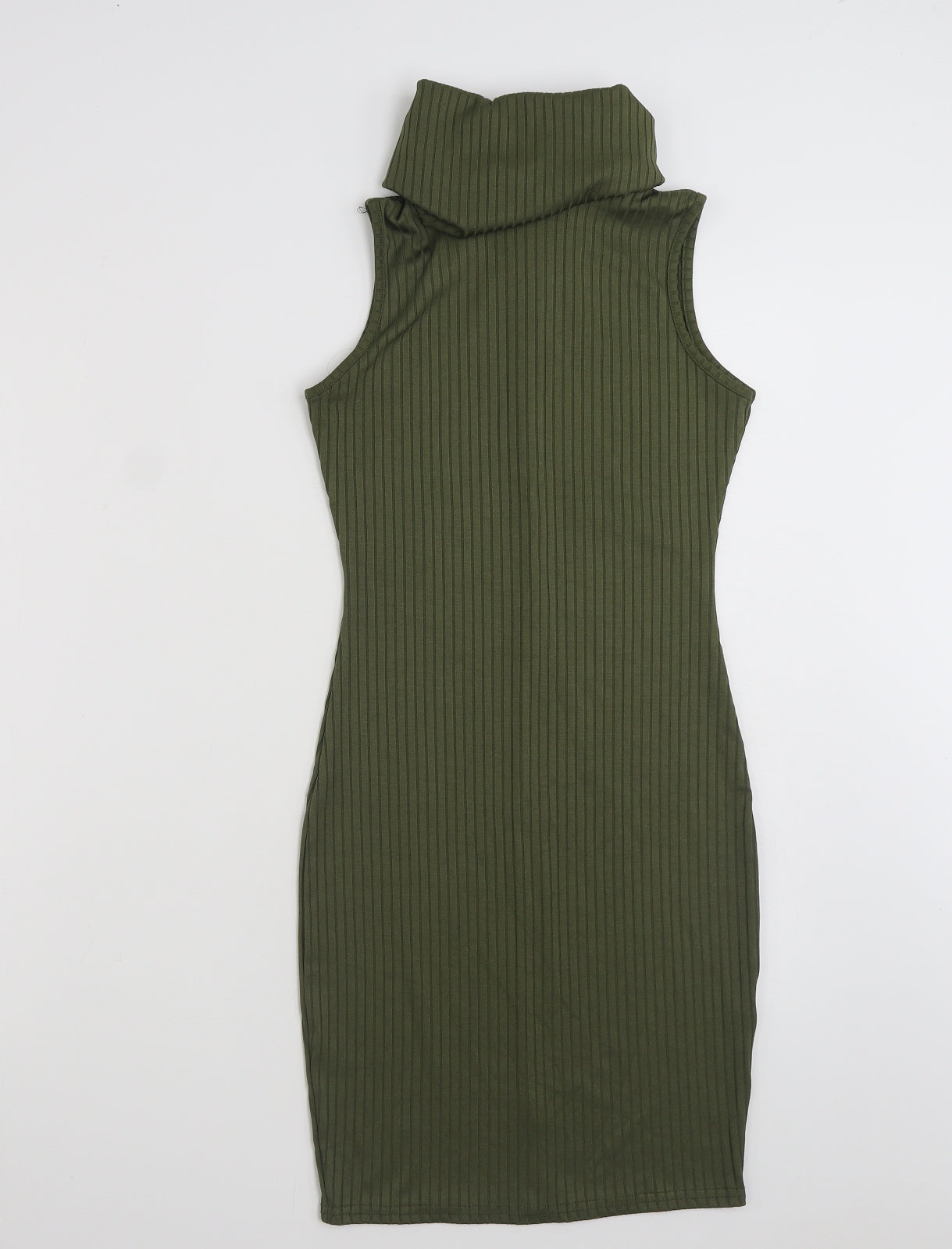 PRETTYLITTLETHING Womens Green  Polyester Pencil Dress  Size 8  Roll Neck Pullover