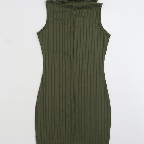 PRETTYLITTLETHING Womens Green  Polyester Pencil Dress  Size 8  Roll Neck Pullover