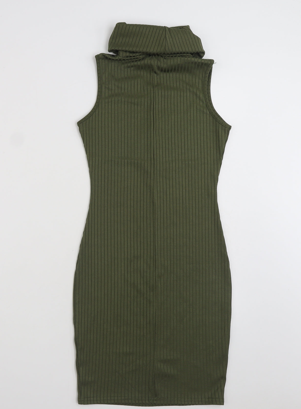 PRETTYLITTLETHING Womens Green  Polyester Pencil Dress  Size 8  Roll Neck Pullover