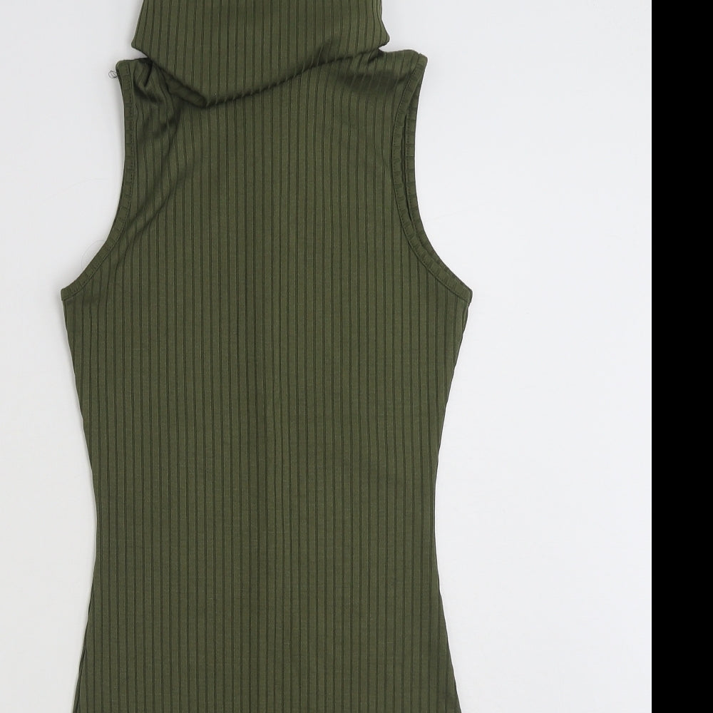 PRETTYLITTLETHING Womens Green  Polyester Pencil Dress  Size 8  Roll Neck Pullover