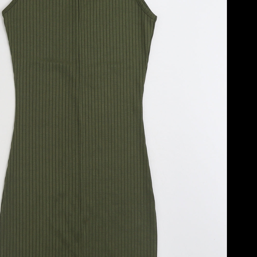 PRETTYLITTLETHING Womens Green  Polyester Pencil Dress  Size 8  Roll Neck Pullover