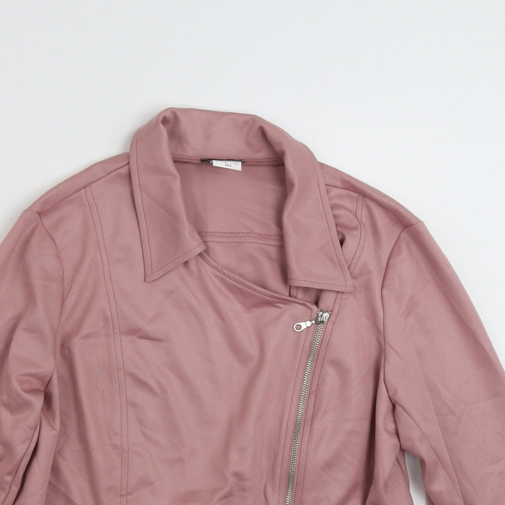 KIm & Co  Womens Pink   Biker Jacket Size L  Zip