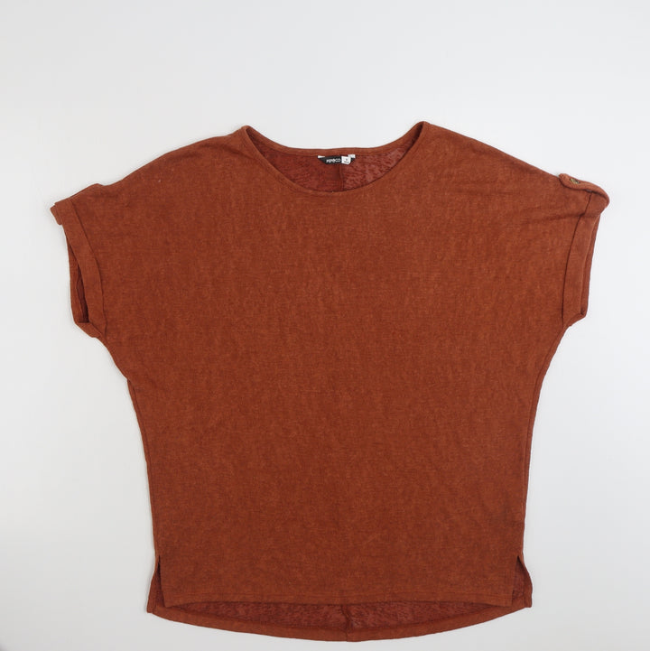 PEP & CO Womens Brown 100% Polyester Tunic Sweatshirt Size 8 Pullover