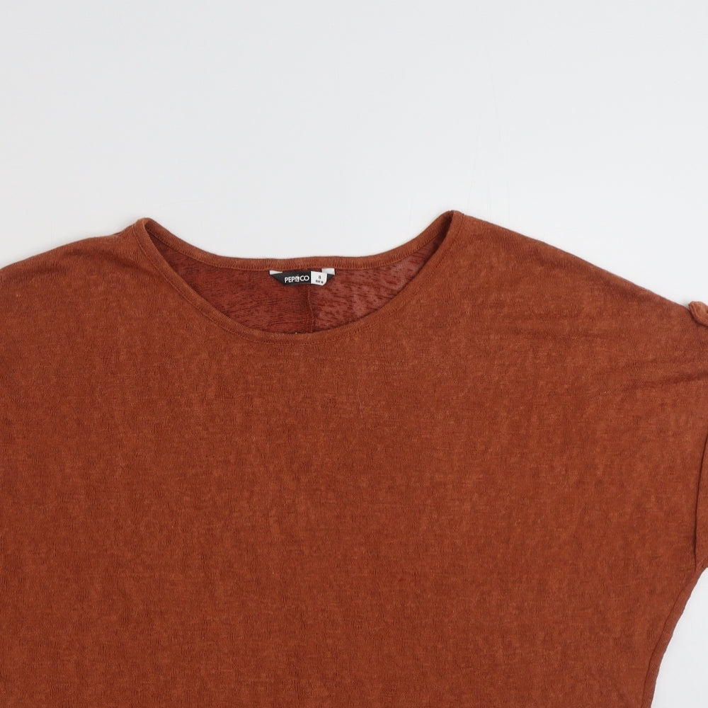 PEP & CO  Womens Brown  100% Polyester Tunic Sweatshirt Size 8  Pullover