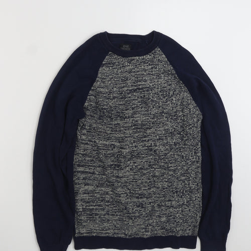 Matalan Mens Blue Crew Neck  Cotton Pullover Jumper Size M