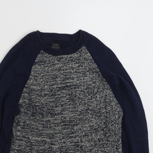 Matalan Mens Blue Crew Neck  Cotton Pullover Jumper Size M