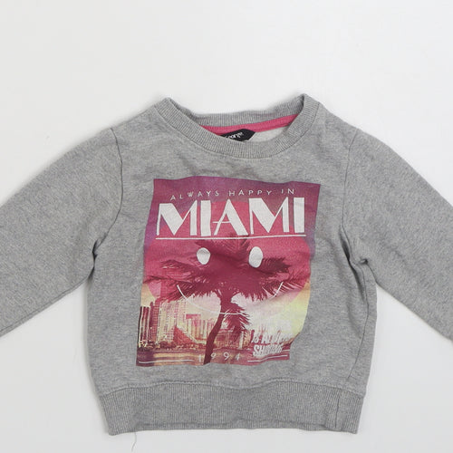 George Girls Grey  Cotton Pullover Jumper Size 9-12 Months  Pullover - Miami