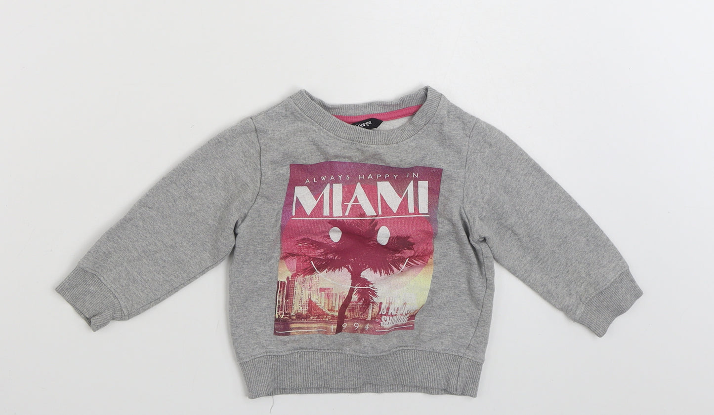 George Girls Grey  Cotton Pullover Jumper Size 9-12 Months  Pullover - Miami