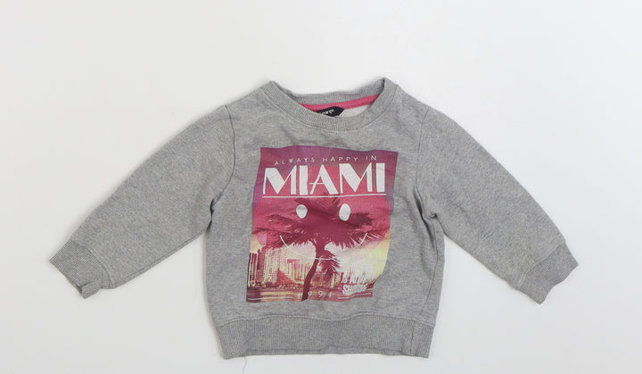 George Girls Grey  Cotton Pullover Jumper Size 9-12 Months  Pullover - Miami
