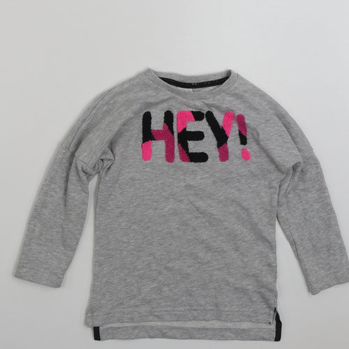 F&F Girls Grey  Cotton Pullover Sweatshirt Size 6-7 Years  Pullover - Hey