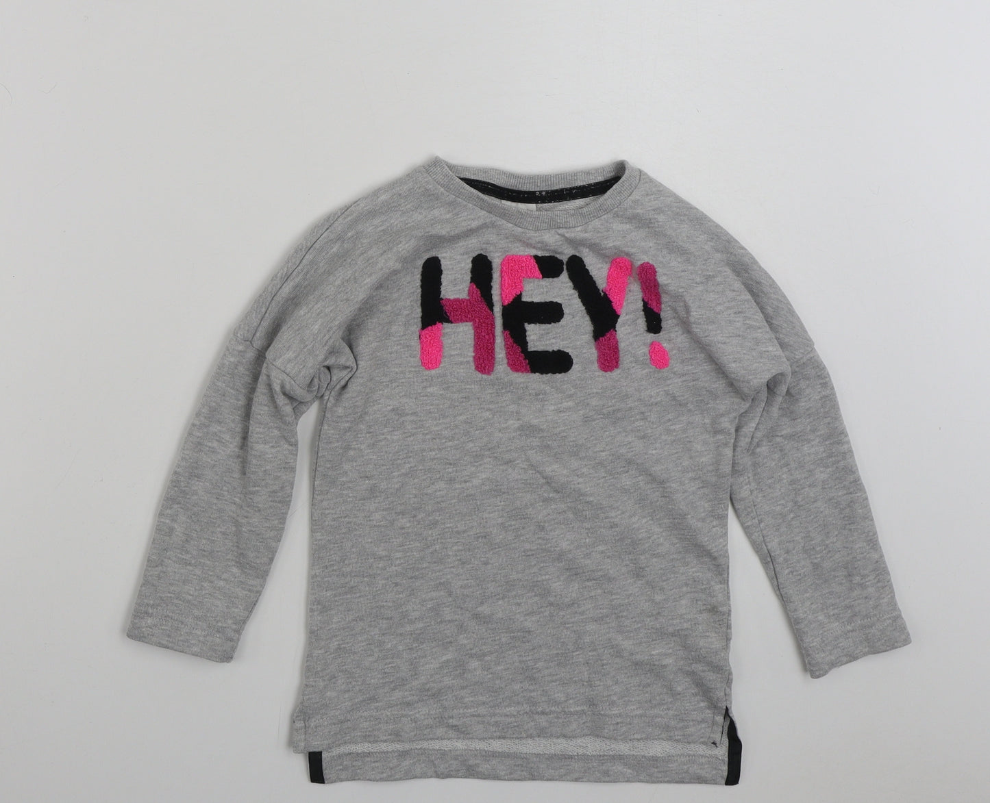 F&F Girls Grey  Cotton Pullover Sweatshirt Size 6-7 Years  Pullover - Hey