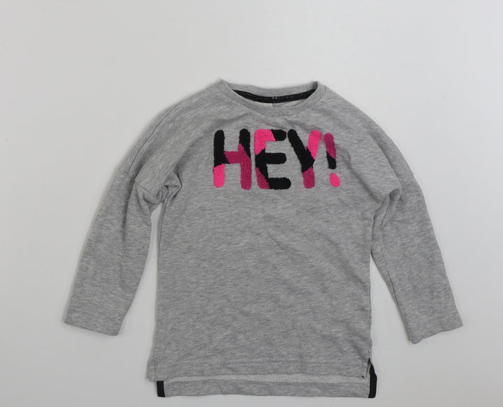 F&F Girls Grey  Cotton Pullover Sweatshirt Size 6-7 Years  Pullover - Hey