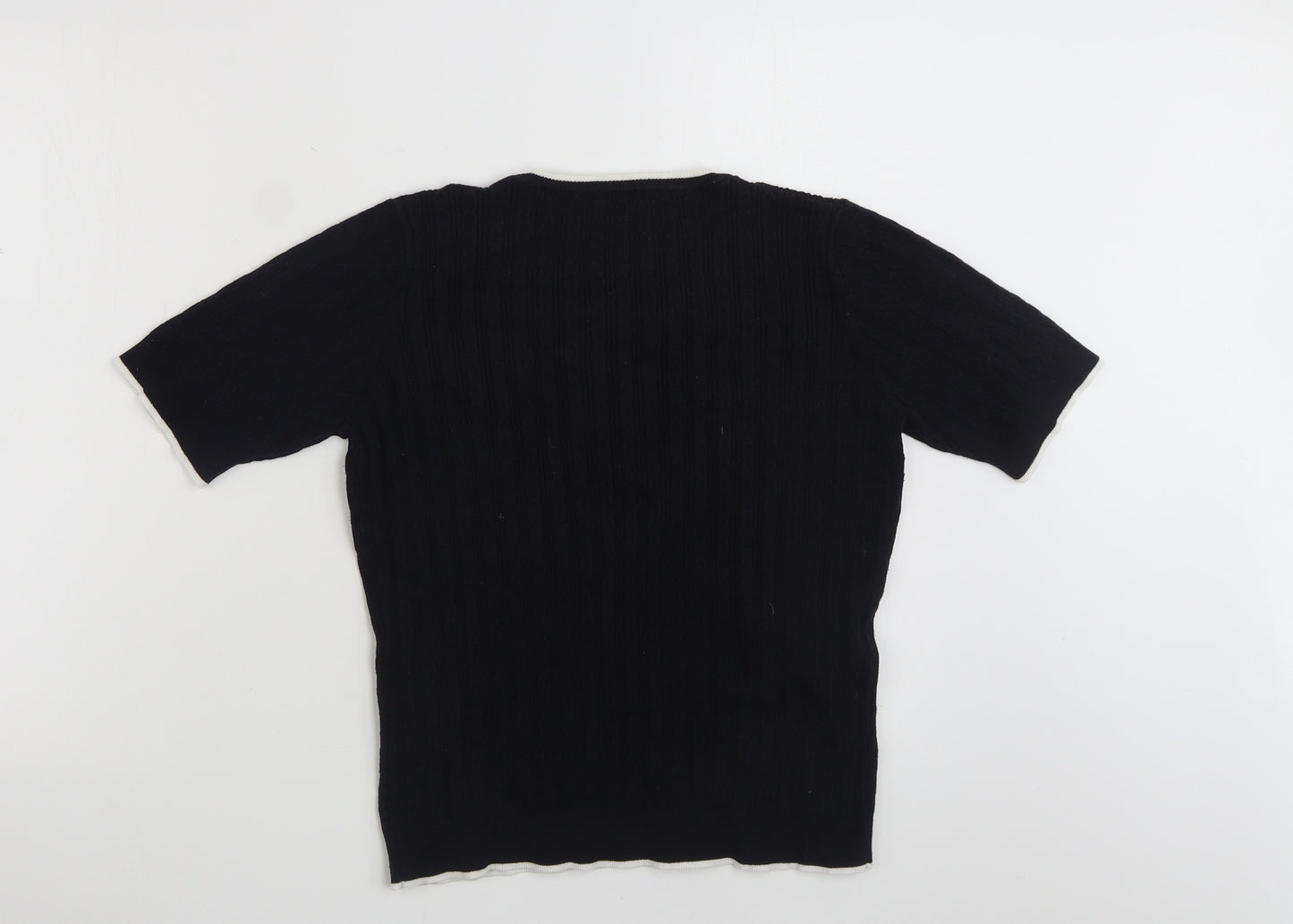 CC Womens Black V-Neck  Cotton Pullover Jumper Size L