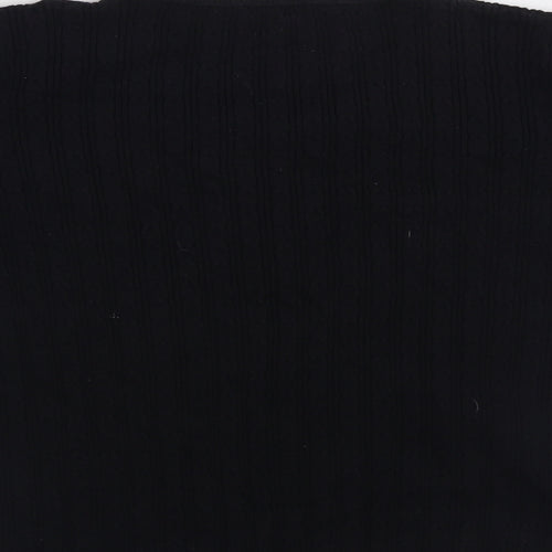 CC Womens Black V-Neck  Cotton Pullover Jumper Size L