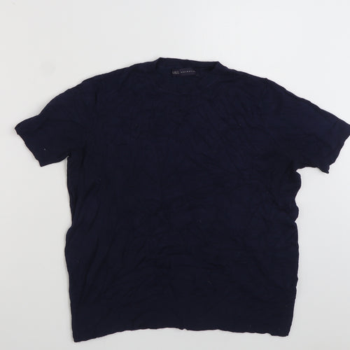 Marks and Spencer Womens Blue Crew Neck  Viscose Pullover Jumper Size 12