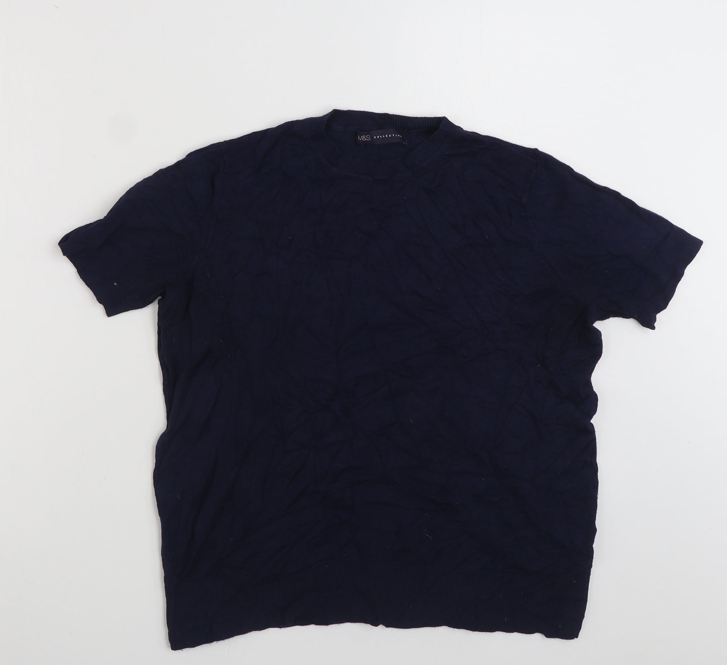 Marks and Spencer Womens Blue Crew Neck  Viscose Pullover Jumper Size 12
