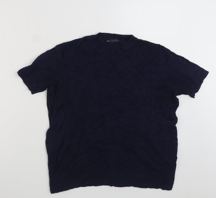 Marks and Spencer Womens Blue Crew Neck  Viscose Pullover Jumper Size 12