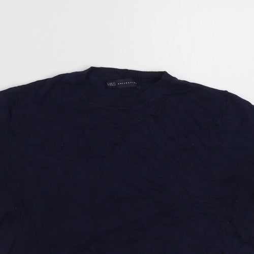 Marks and Spencer Womens Blue Crew Neck  Viscose Pullover Jumper Size 12