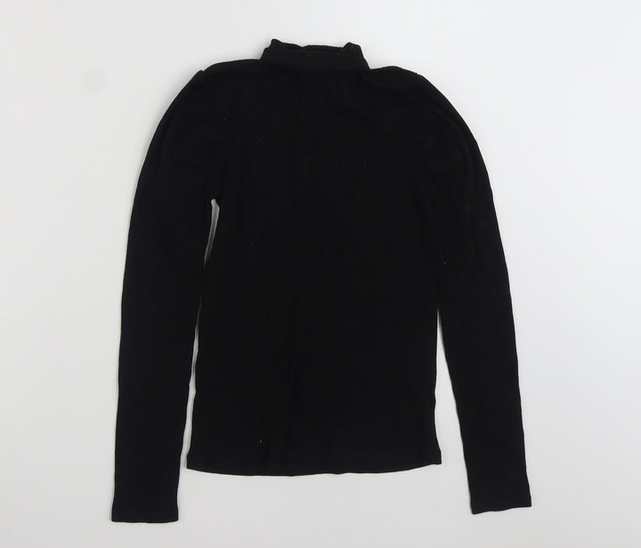 F&F Girls Black High Neck  Cotton Pullover Jumper Size 13-14 Years  Pullover