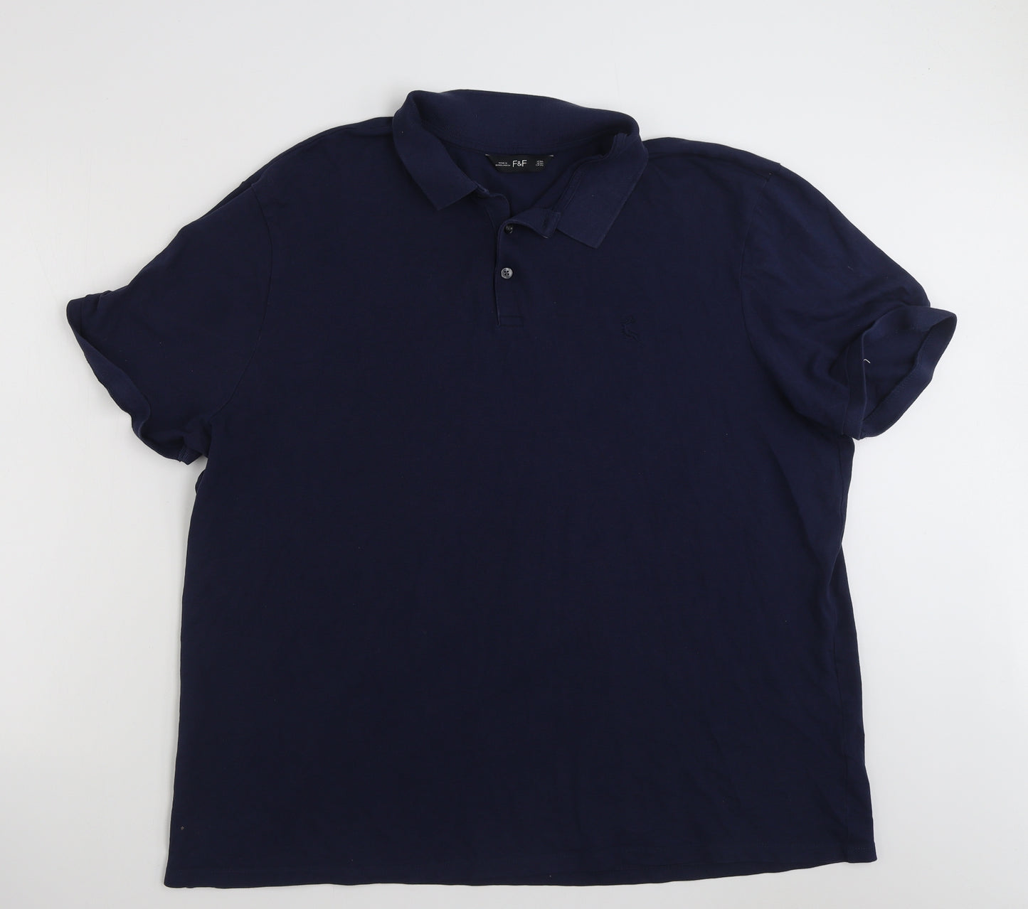 F&F Mens Blue  Cotton  Polo Size 3XL Collared Button