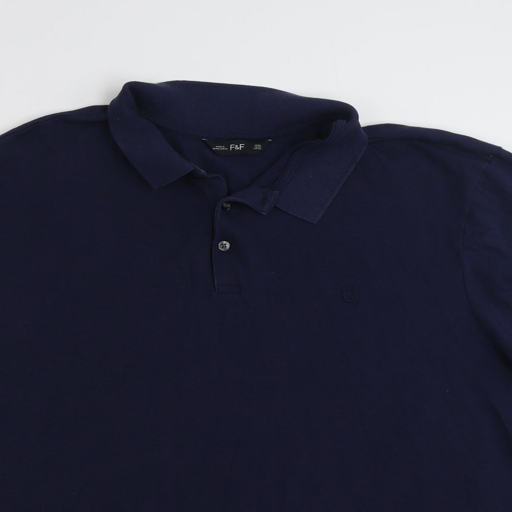F&F Mens Blue  Cotton  Polo Size 3XL Collared Button