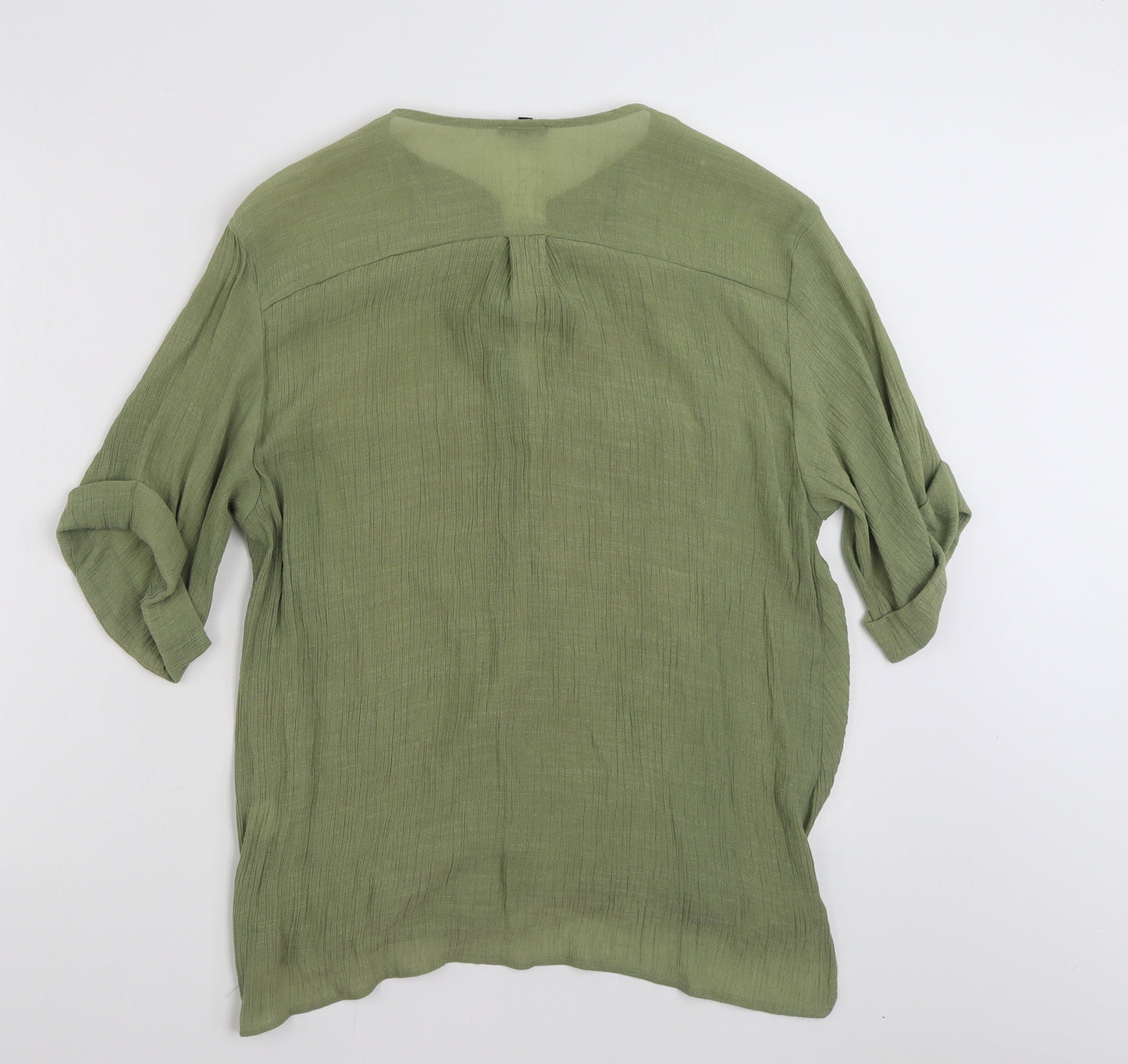 River Island Womens Green  Viscose Basic Blouse Size 16 V-Neck