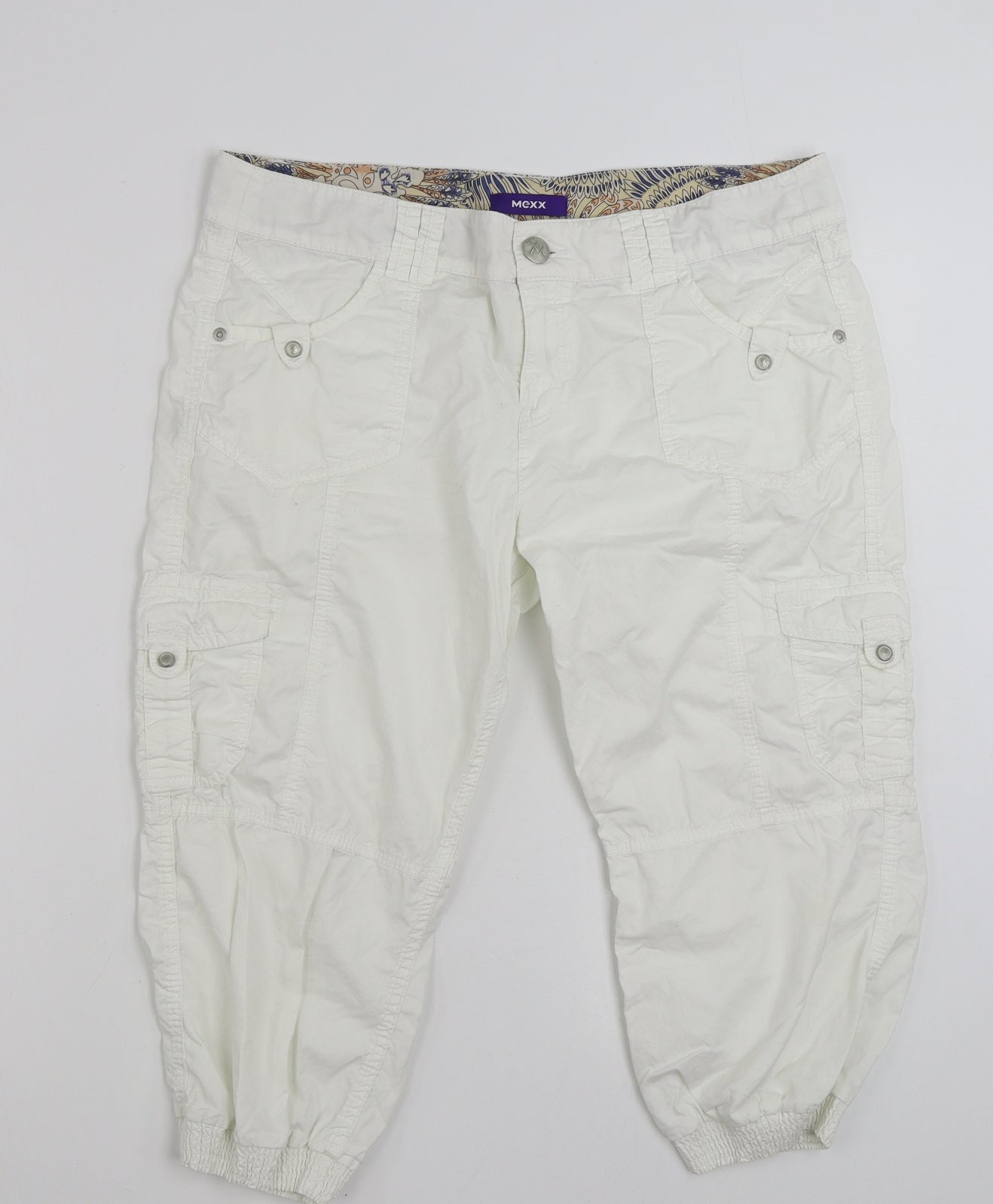 Mexx Womens White  100% Cotton Sweat Shorts Size 14 L18 in Regular Zip