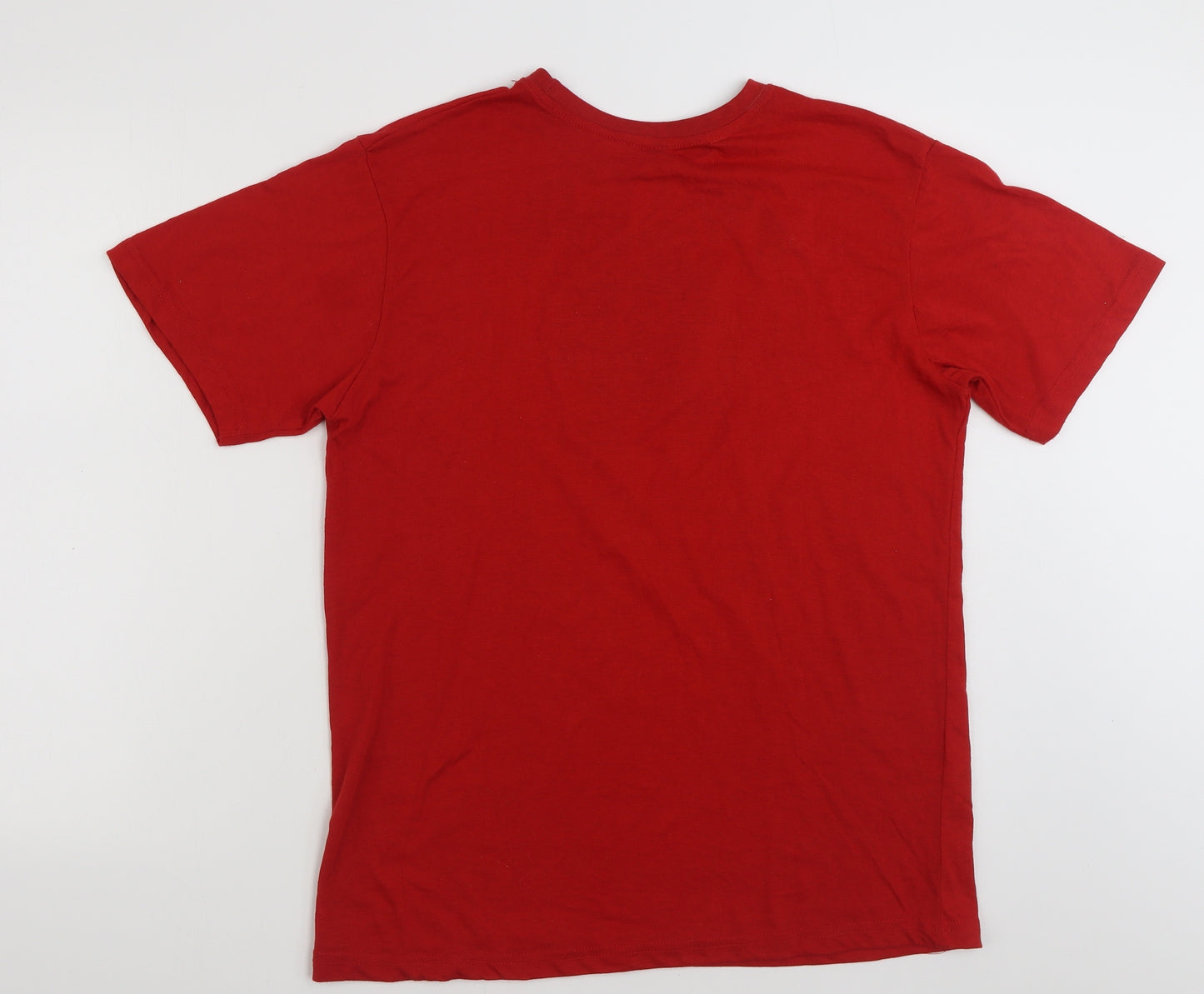 Preworn Mens Red  Polyester  T-Shirt Size XL Crew Neck  - Christmas