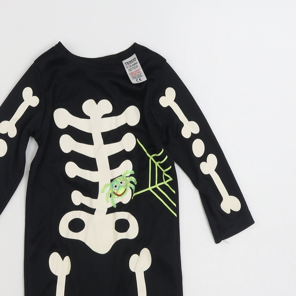 TESCO Baby Black Solid Polyester  One Piece Size 9-12 Months   - Halloween Costume