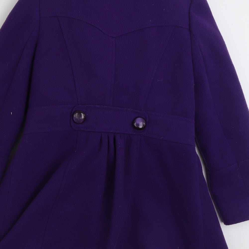 Dunnes Stores Girls Purple   Overcoat Coat Size 8 Years  Button
