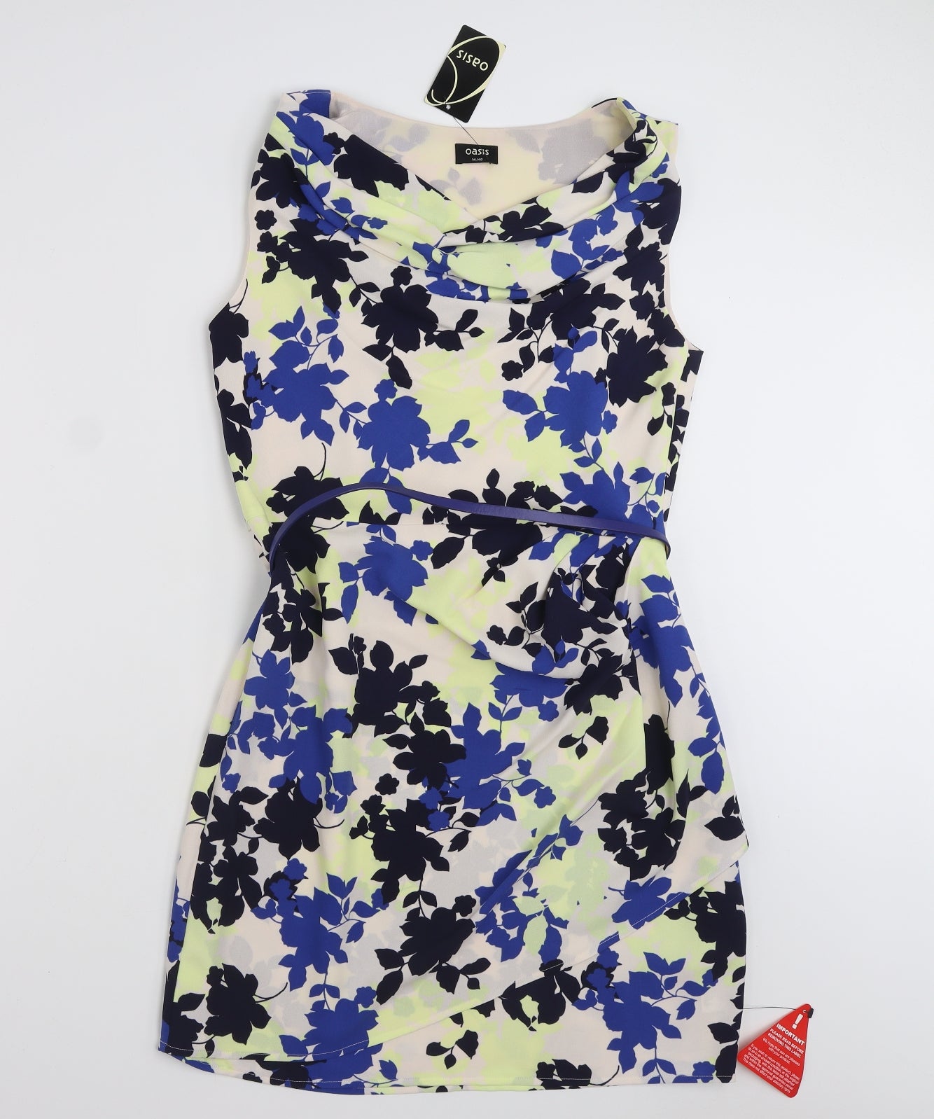Oasis Womens Multicoloured Floral Polyester Sheath  Size 14  Boat Neck Zip
