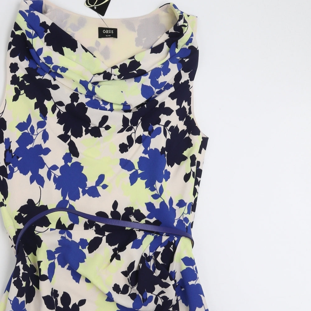 Oasis Womens Multicoloured Floral Polyester Sheath  Size 14  Boat Neck Zip