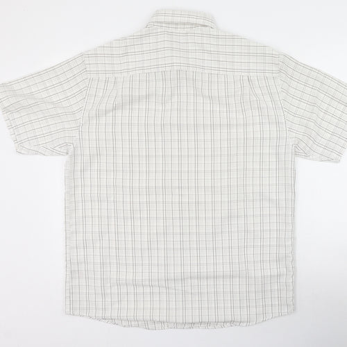 Dunnes Stores Mens White Plaid Polyester  Polo Size L Collared