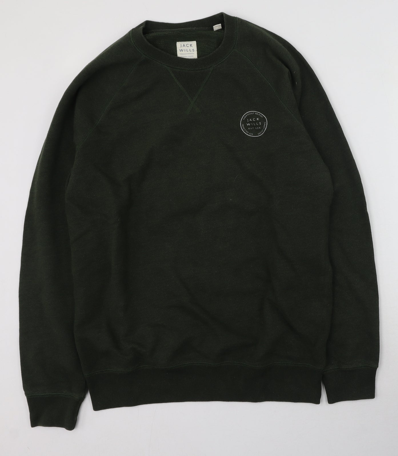 Jack Wills Mens Green Round Neck  Cotton Pullover Jumper Size M