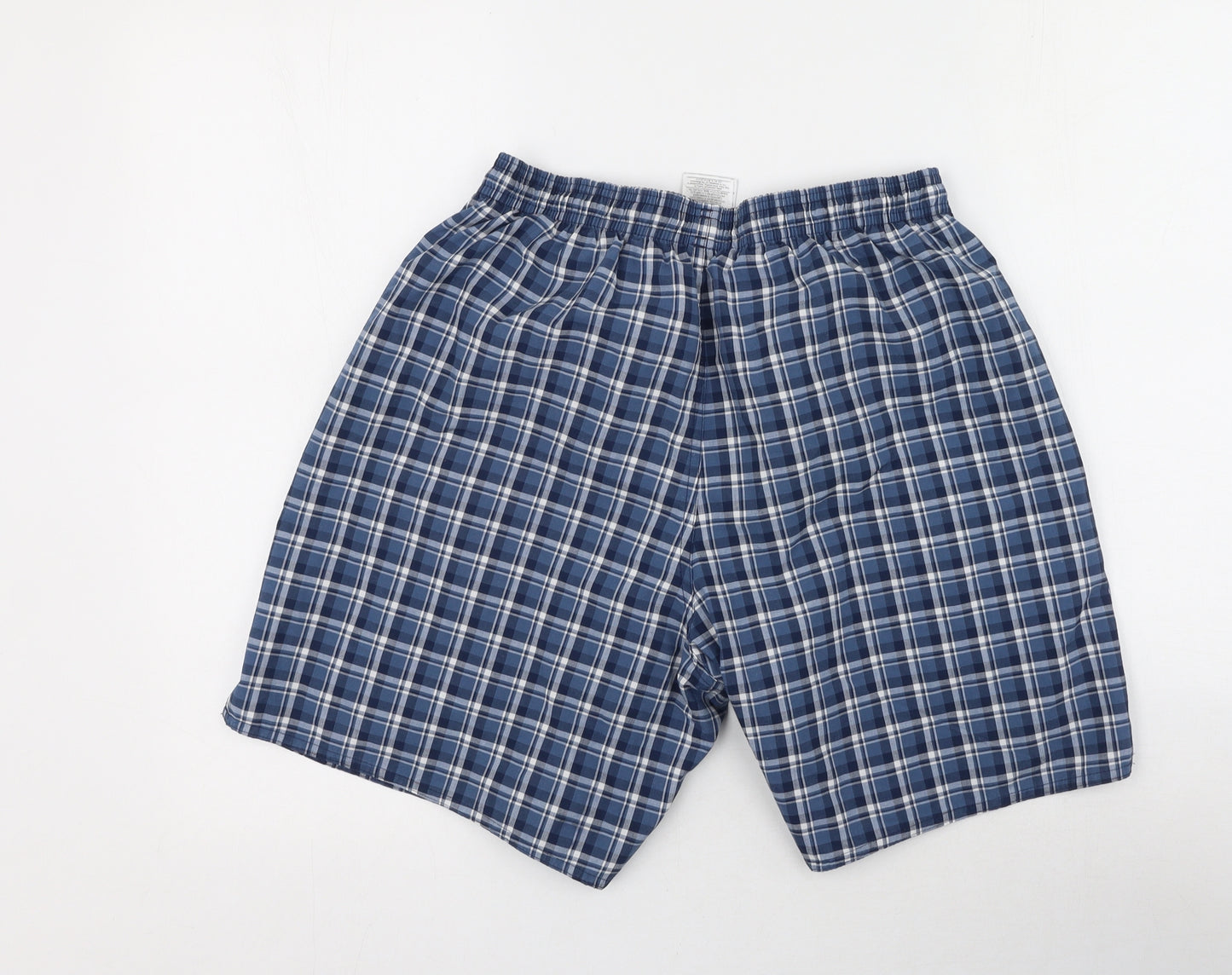 adidas Mens Blue Plaid Polyester Sweat Shorts Size 34 L8 in Regular