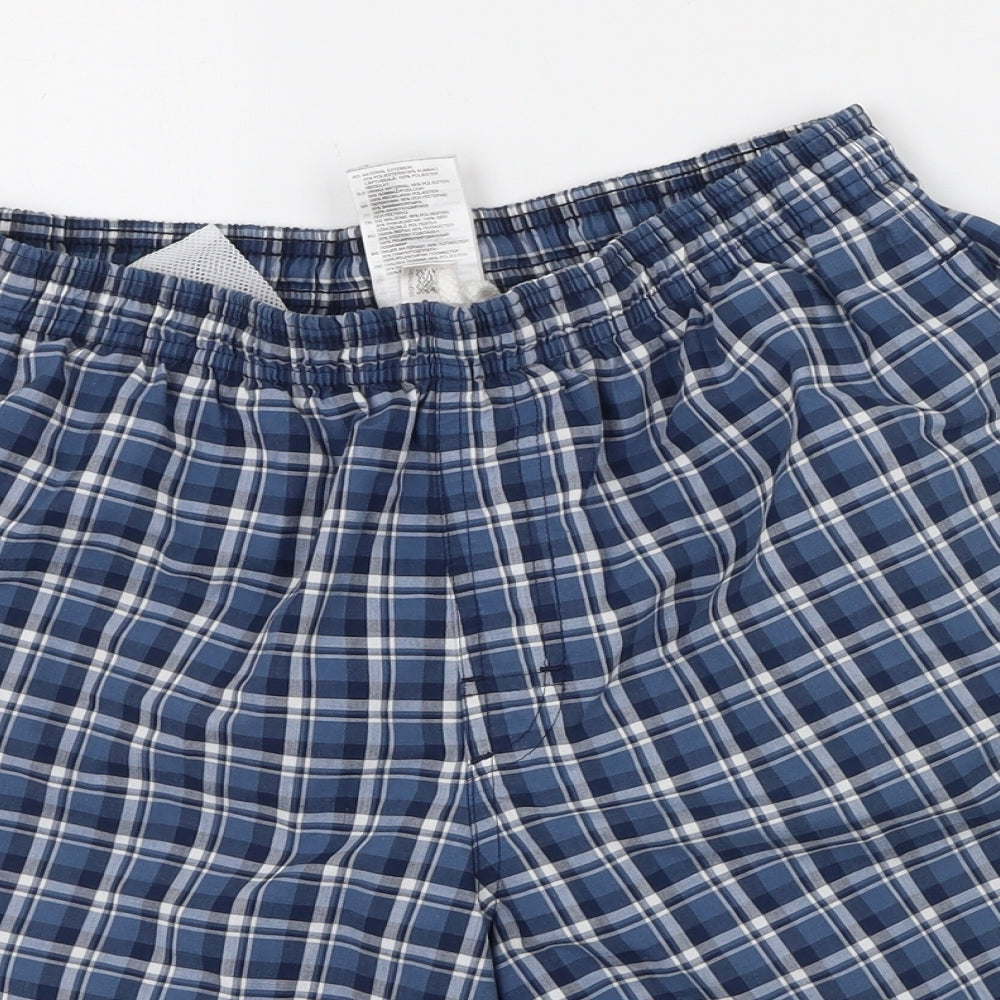 adidas Mens Blue Plaid Polyester Sweat Shorts Size 34 L8 in Regular