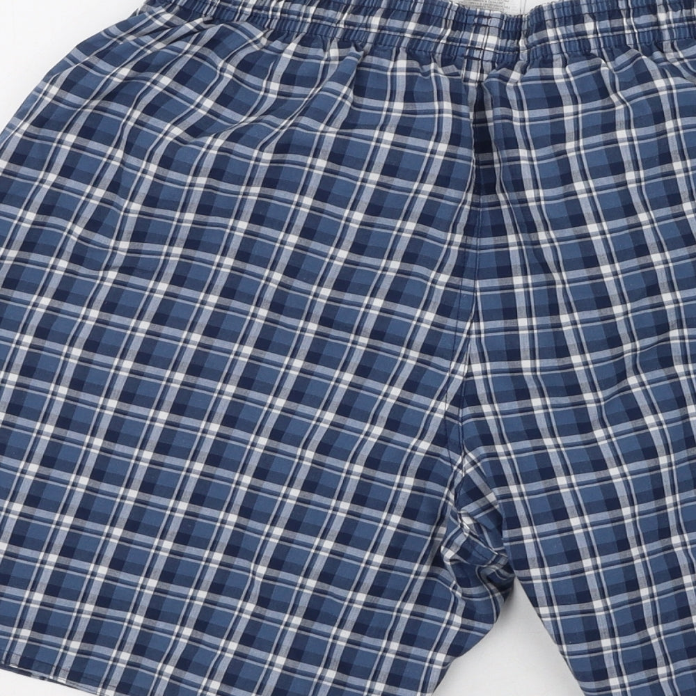 adidas Mens Blue Plaid Polyester Sweat Shorts Size 34 L8 in Regular