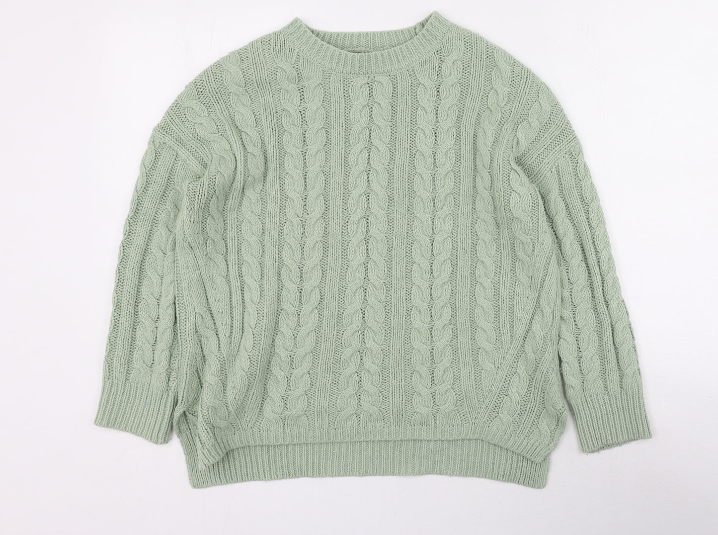 Primark Womens Green Round Neck  Acrylic Pullover Jumper Size S