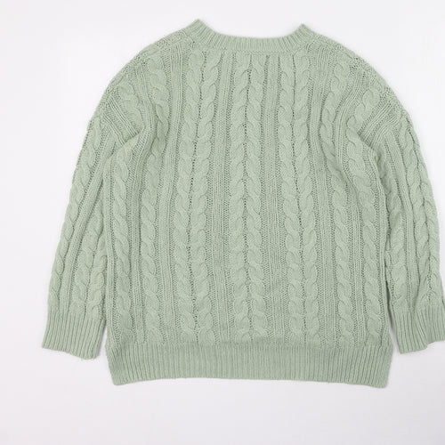 Primark Womens Green Round Neck  Acrylic Pullover Jumper Size S