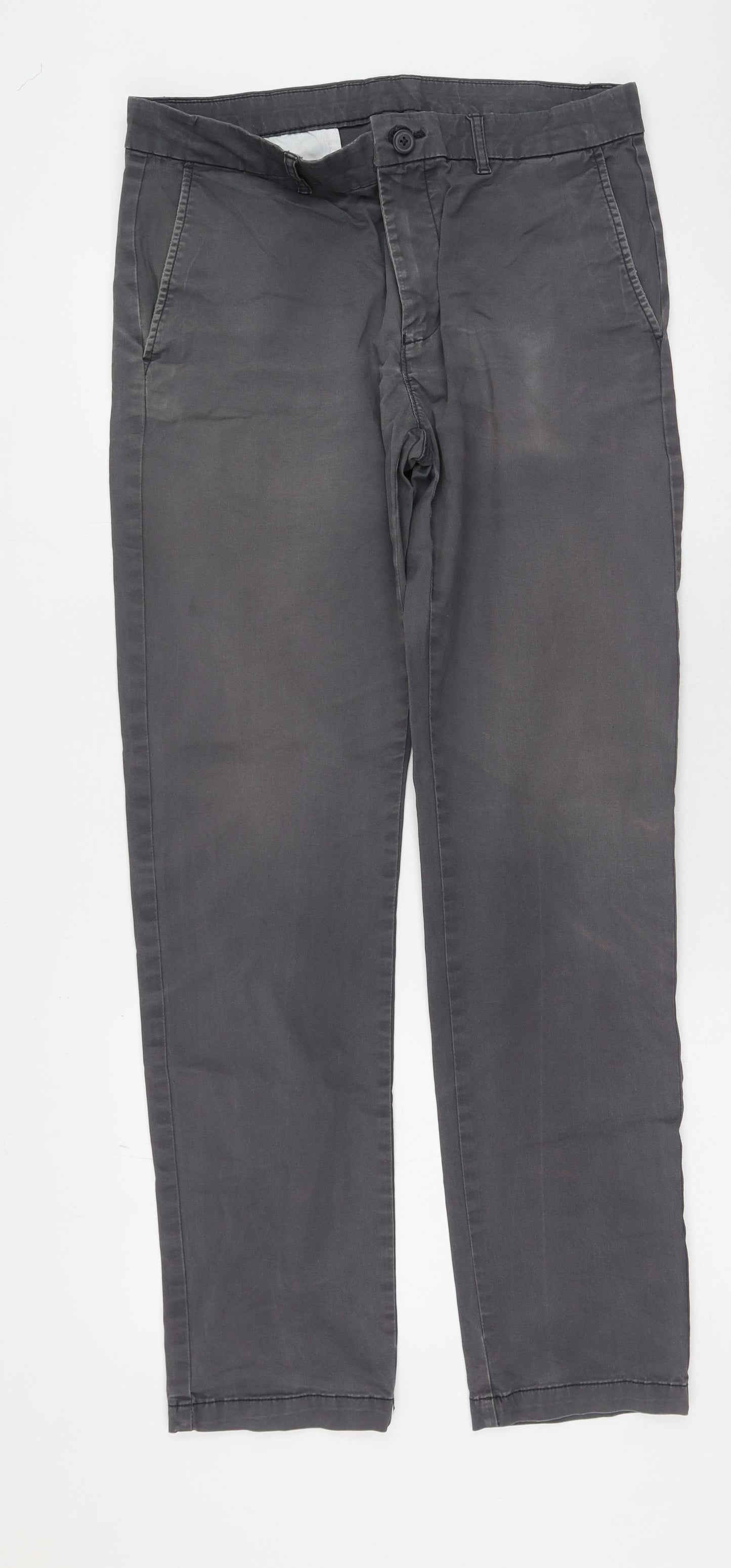 Dunnes Stores Mens Grey  Cotton Trousers  Size 32 L31 in Regular  - Slightly marked on the back of the knees