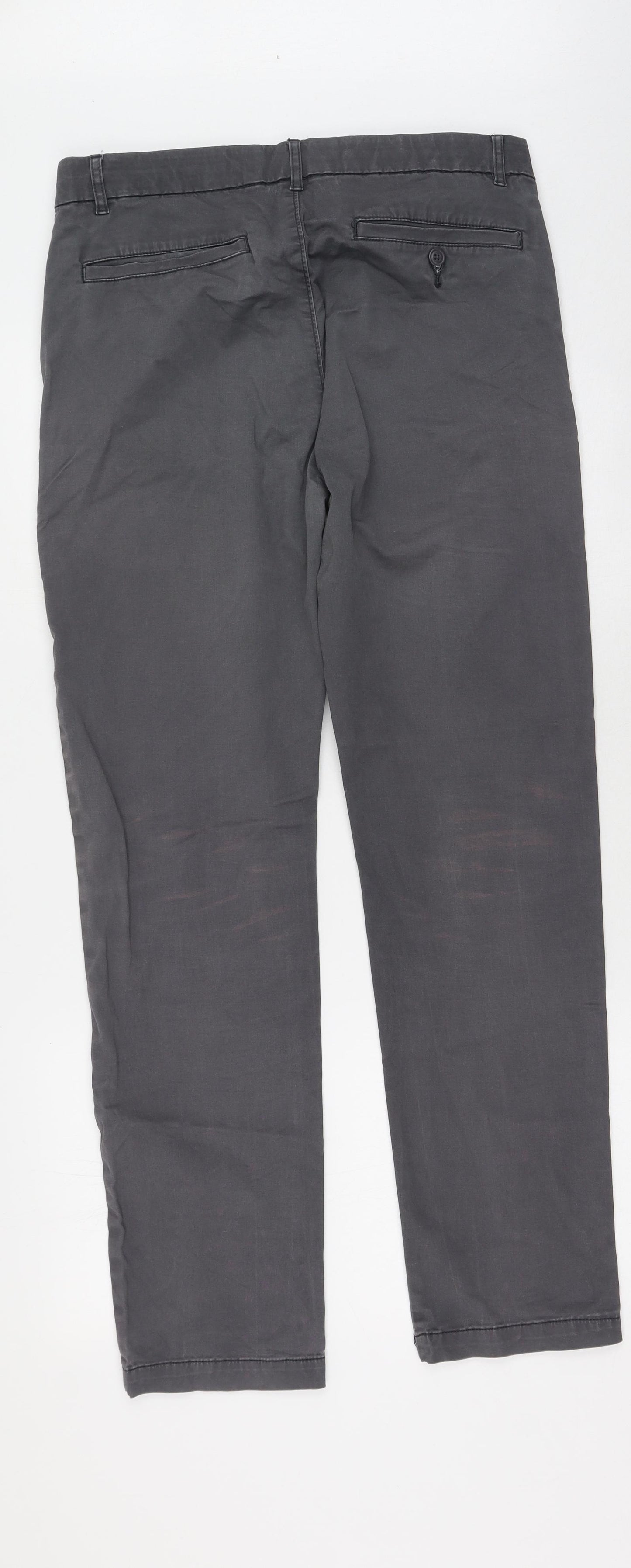 Dunnes Stores Mens Grey  Cotton Trousers  Size 32 L31 in Regular  - Slightly marked on the back of the knees